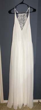 Lulus White Lace Back Maxi Dress XL Bridal Wedding Rehearsal Boho Flowy Gown